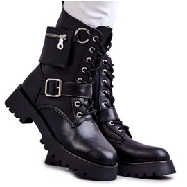 Bottes en éco-cuir à talon plat Black Marlis noir