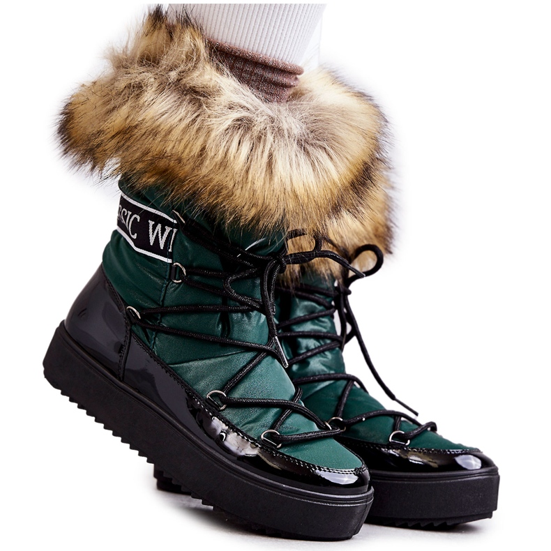 FM1 Bottes de neige à lacets pour femmes Vert Santero