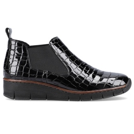 Bottes en cuir de serpent noir en cuir verni Rieker 53794-01 le noir Bottes en cuir de serpent noir en cuir verni Rieker 53794-01 le noir