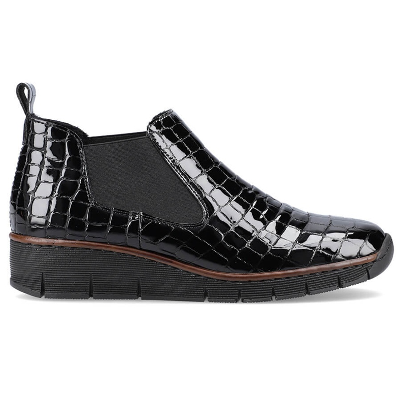 Bottes en cuir de serpent noir en cuir verni Rieker 53794-01 le noir Bottes en cuir de serpent noir en cuir verni Rieker 53794-01 le noir