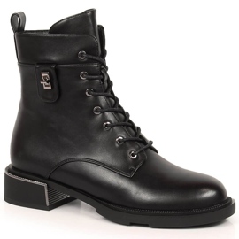 Bottines à lacets Filippo noires avec fermeture éclair le noir