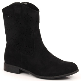 Santiags femme daim noir ajouré Jezzi JEZ368A le noir