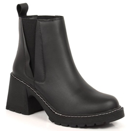Bottes Chelsea en cuir pour femmes sur le poteau, un slip-on, noir chaud Artiker