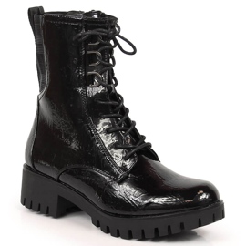Bottes de trappeur laquées et isolées noires Jezzi JEZ369