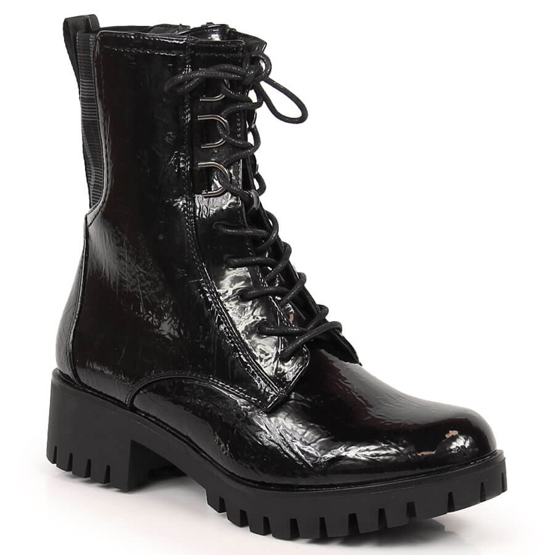 Bottes de trappeur laquées et isolées noires Jezzi JEZ369 le noir Bottes de trappeur laquées et isolées noires Jezzi JEZ369 le noir