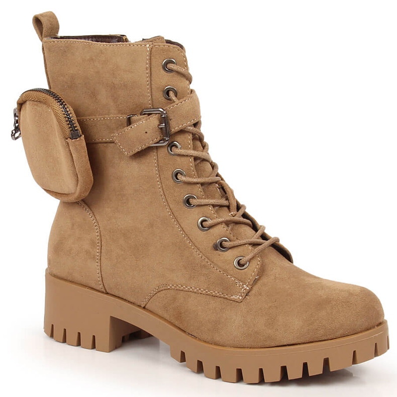 Bottes de randonnée pour femmes avec une poche, isolées, beige Jezzi, suède Bottes de randonnée pour femmes avec une poche, isolées, beige Jezzi, suède