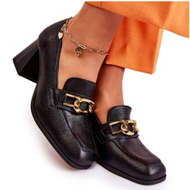 Escarpins En Cuir Avec Chaîne Laura Messi 2515 Noir