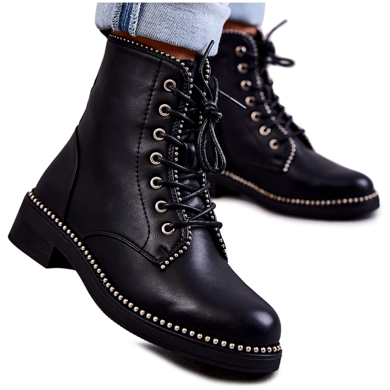 PG1 Bottes pour femmes à clous Noir Rostill le noir