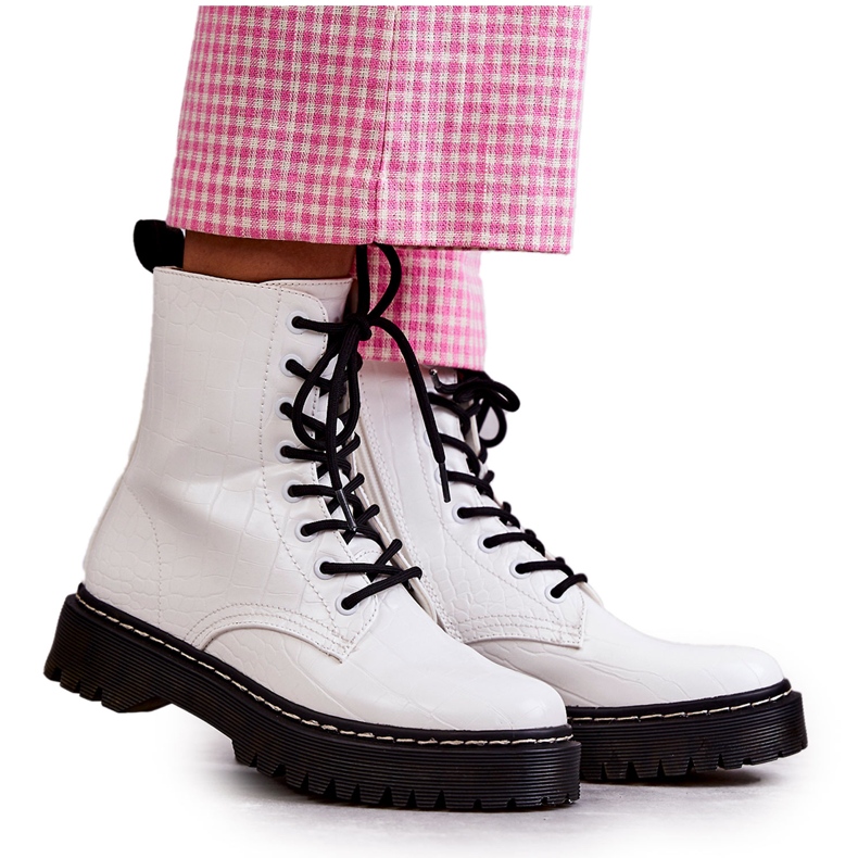 Bottes en peau de serpent chaudes blanches pour femmes Salma