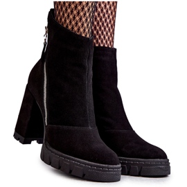 Bottes en daim à la mode à talons hauts Laura Messi 2509 Noir le noir