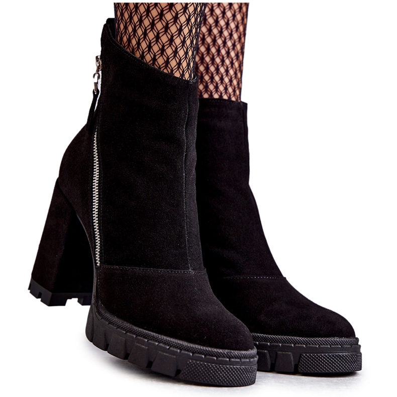 Bottes en daim à la mode à talons hauts Laura Messi 2509 Noir le noir