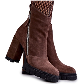 Bottes en daim à la mode à talons hauts Laura Messi 2509 Marron brun
