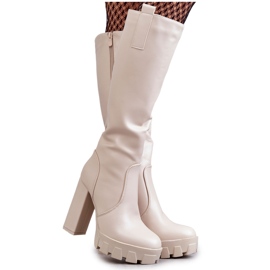 WS1 Bottes à la mode en éco-cuir sur plateforme Isabell beige