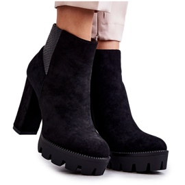 PG1 Bottes à Talons Hauts en Daim pour Femme Noir Maricruz