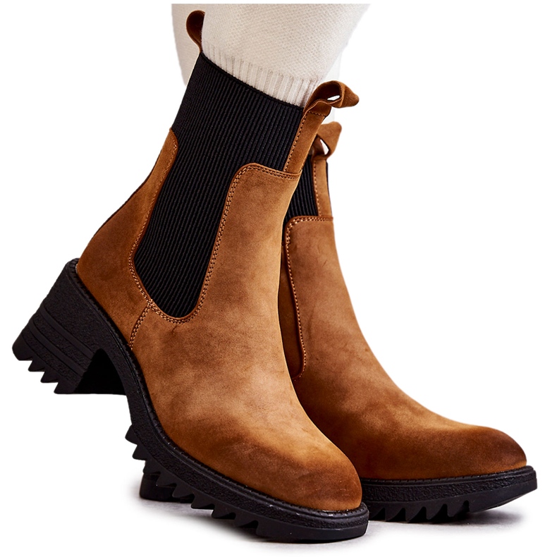 FE1 Bottes Chaudes Femme À Talon Haut Camel Abella brun
