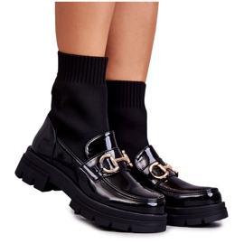 FE1 Bottes pour femmes avec une chaussette à enfiler Noir Sofia le noir