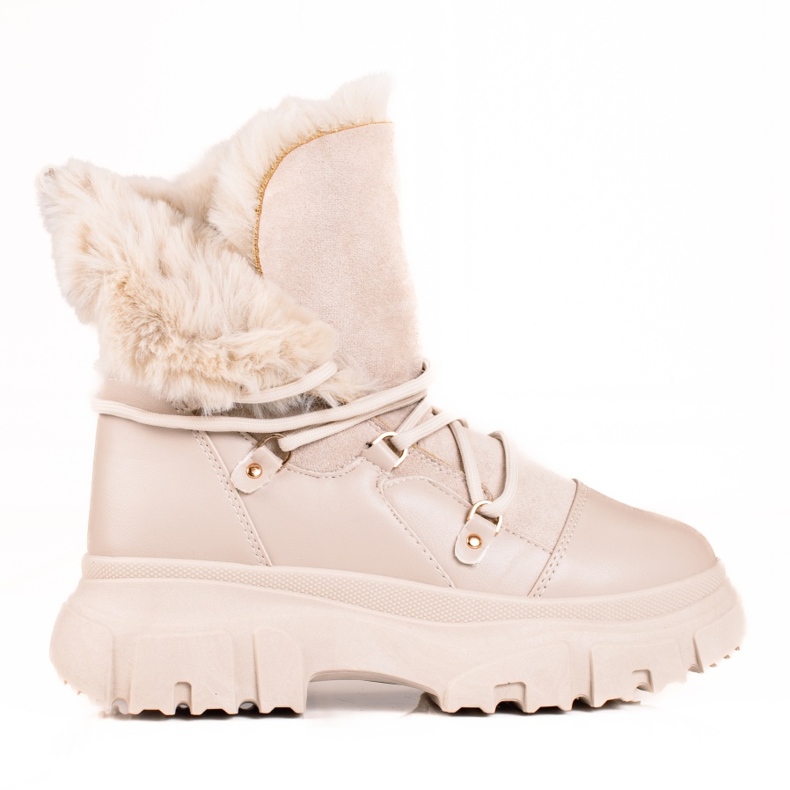 Bottes de neige pour femmes beiges avec fourrure Shelovet Bottes de neige pour femmes beiges avec fourrure Shelovet