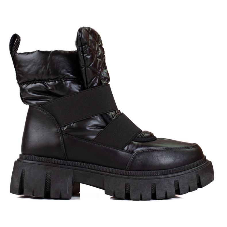 Bottes de neige Shelovet pour femmes sur une plate-forme noire épaisse le noir