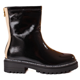 Bottines en cuir verni pour femme par S. Barski noir
