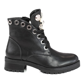 Bottines à lacets pour femmes avec ornements Shelovet noir