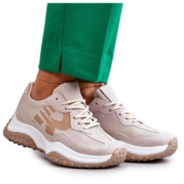 Vinceza Chaussures de sport à lacets beiges pour femmes brun