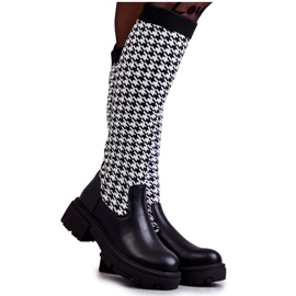 Bottes chaussettes femme Noir-Blanc Avira blanche