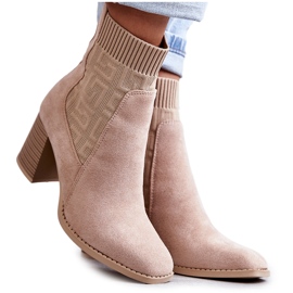 FE1 Bottes en daim pour femmes avec une chaussette Beige Montes