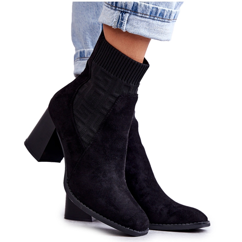 FE1 Bottes En Daim Pour Femmes Avec Une Chaussette Noir Montes le noir