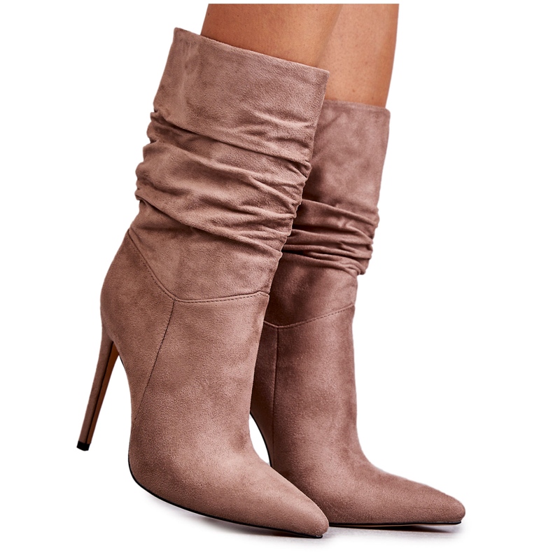 Bottes froissées pour femmes Bottes Laguna brunes beige
