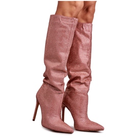 Bottes à la mode à talons hauts avec zircon cubique rose Lovisa