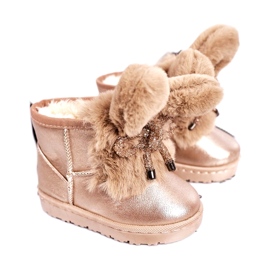 Bottes De Neige Enfant Avec Fourrure Avec Oreilles Lapin Or Rose d'or Bottes De Neige Enfant Avec Fourrure Avec Oreilles Lapin Or Rose d'or