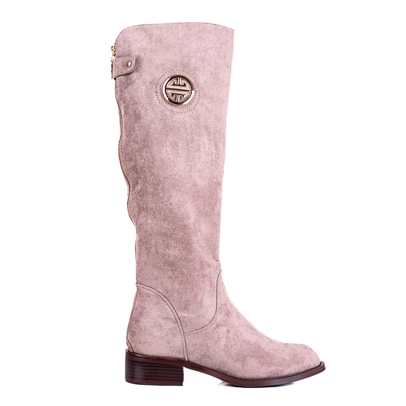 Bottes pour femmes avec un curseur Shelovet décoratif beige