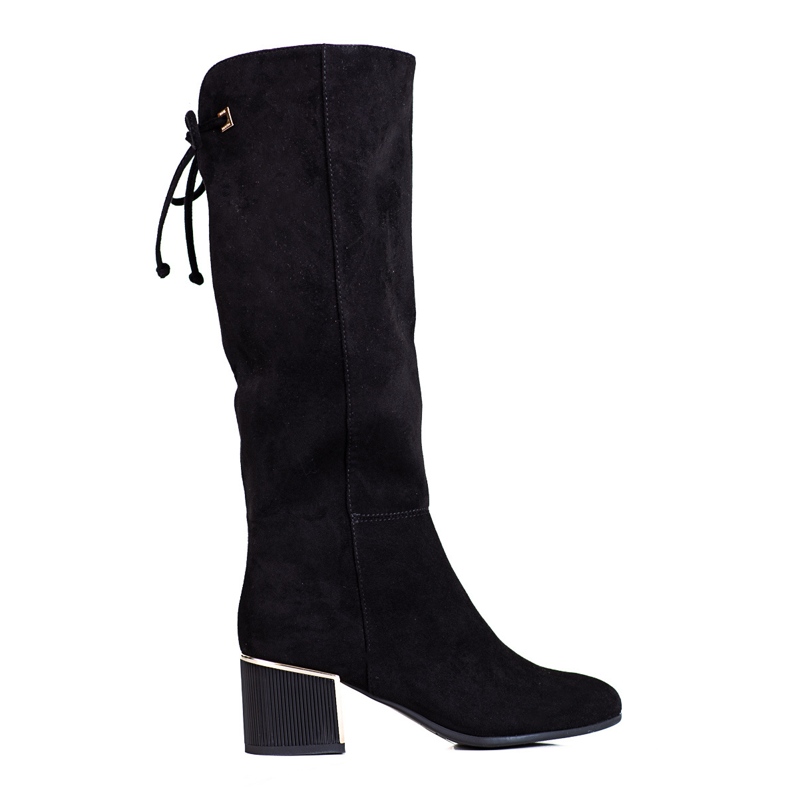 Bottes Shelovet pour femmes noires en daim écologique le noir