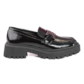 Mocassins femme Shelovet noir en cuir verni