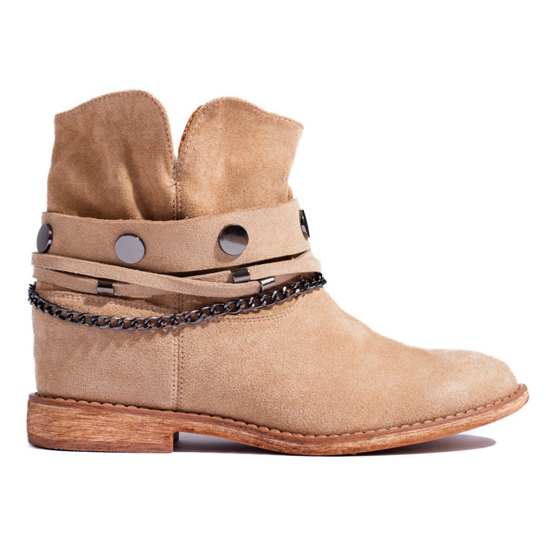 Santiags compensées en daim pour femme Shelovet beige Santiags compensées en daim pour femme Shelovet beige