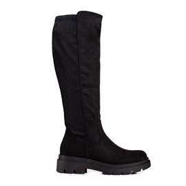 Bottes pour femmes Vinceza noires en daim écologique