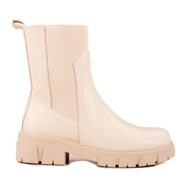 Bottines Vinceza beige pour femme à tige haute