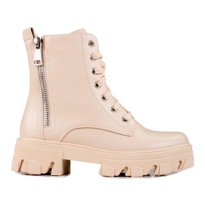 Bottes pour femmes Shelovet avec une fermeture éclair décorative, beige