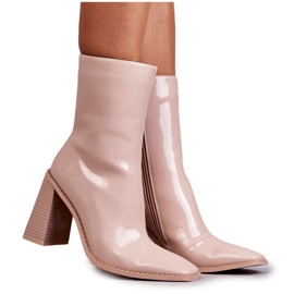 Bottes en Cuir Verni pour Femme Beige Margit