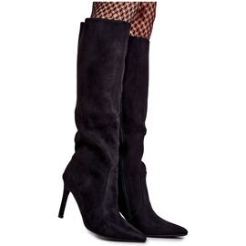 Bottes à talons hauts en daim noires Carite le noir