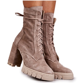 PA2 Bottes à plateforme en daim pour femmes Beige Edna