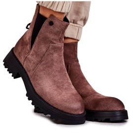 PJ1 Bottes Chaudes En Daim Sur Un Talon Plat Marron Clair Salomé brun