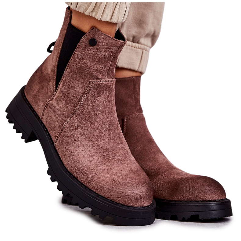 PJ1 Bottes Chaudes En Daim Sur Un Talon Plat Marron Clair Salomé brun