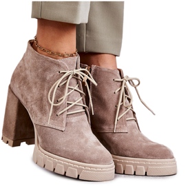 Bottes à lacets en daim à la mode Beige Selma