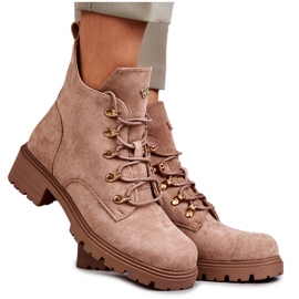 S.Barski Bottes Telma classiques en daim beige pour femmes