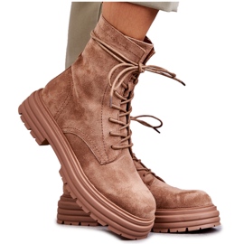 S.Barski Bottines en Daim Femme Noué Camel Afra brun