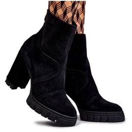 Bottes Noires En Daim À Talon Elia