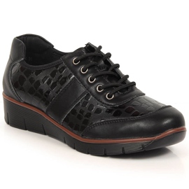 Chaussures à lacets en cuir noir pour femme Filippo