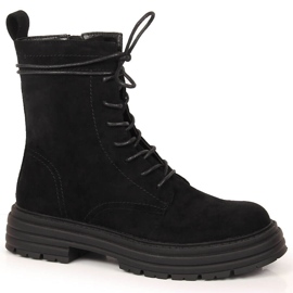 D&A Noir OLI175B boots trappeur daim noir