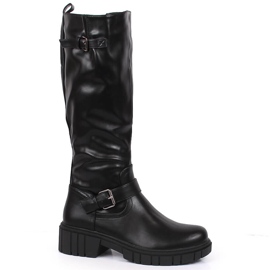 Jezzi Bottines noires pour femme à boucle ajustable Vinceza